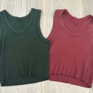 Brandy Melville Ribbed Tops - Green and Red